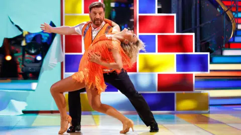 Nick Knowles and Luba Mushtuk, during their quality  connected  the unrecorded  amusement   connected  Saturday for BBC1's Strictly Come Dancing