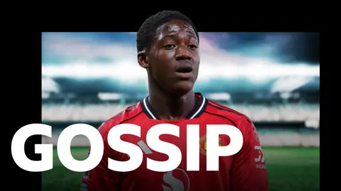 Kobbie Mainoo and the BBC Sport Gossip logo