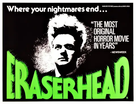 The original poster for 1976's Eraserhead, starring Jack Nance with wild eyes