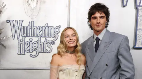 Margot Robbie and Jacob Elordi attend the "Wuthering Heights" Australian Premiere at State Theatre on February 12, 2026 in Sydney, Australia