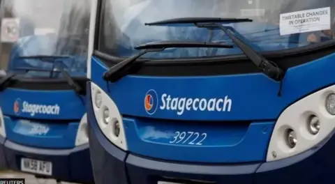 Reuters The front of a blue Stagecoach bus