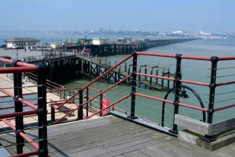 Getty Images A view of Southend Pier from its end looking down its length to the city
