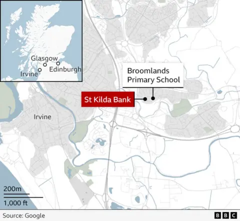A map showing where Sandy Davidson was at the time he disappeared 