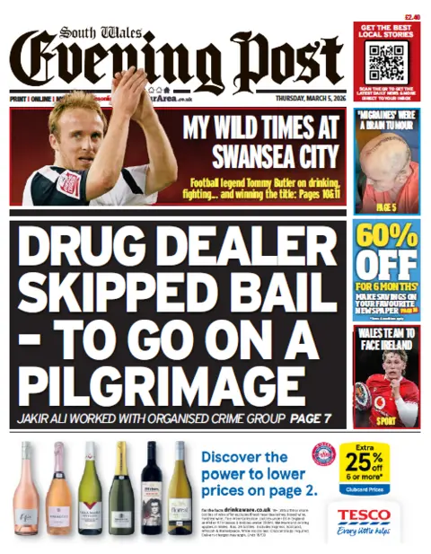 South Wales Evening Post Front page of the South Wales Evening Post 