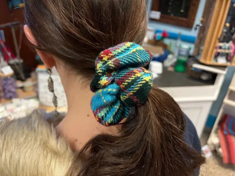 a tartan hair scrunchie