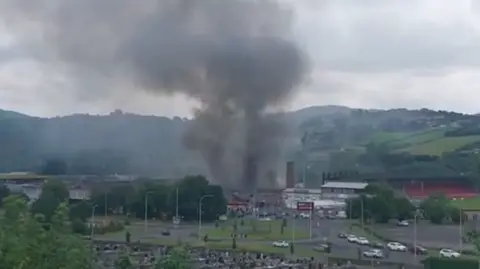 Newry LN Black smoke above Greenbank in Newry