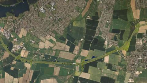 View of the new bypass shown on satellite image
