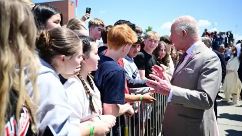 PA Media King Charles III meeting with school children as he arrives at Ottawa Airport for his two-day visit to Canada. Picture date: Monday May 26, 2025.