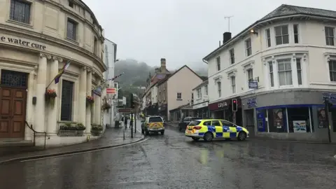 BBC Police cars at the scene in Malvern