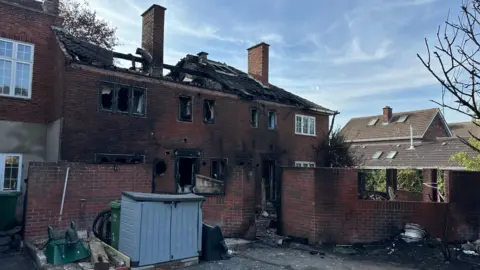 three terraced homes completely destroyed by a fire