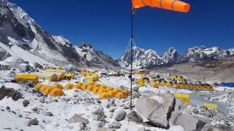 Tents sit at Mount Everest Base Camp in 2024