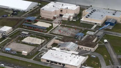 ICE detainees seen at a detention centre in Florida