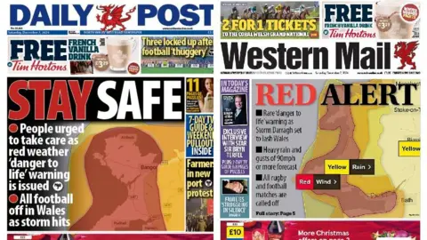 Front pages of the Daily Post and the Western Mail