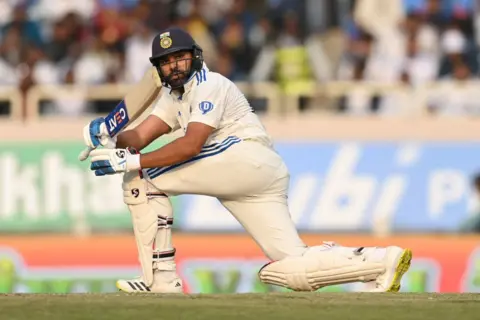 Getty Images India captain Rohit Sharma bats during day three of the 4th Test Match between India and England at JSCA International Stadium Complex on February 25, 2024 in Ranchi, India