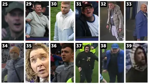 Police Scotland CCTV stills of 12 people taken at the football match