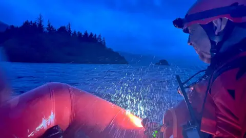 Keswick Mountain Rescue Keswick Mountain Rescue teams in RIB on water