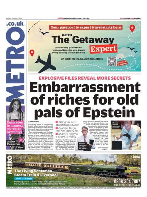  Explosive files reveal more secrets," reads the headline on the front page of the Metro newspaper.
