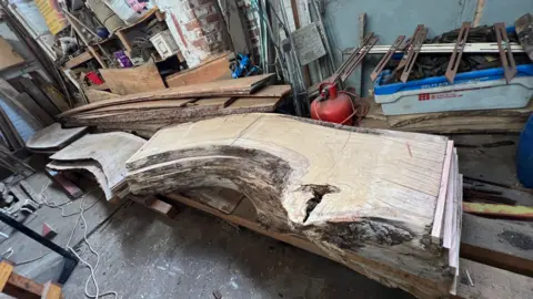 Some of the timbers which are being used in the restoration work.