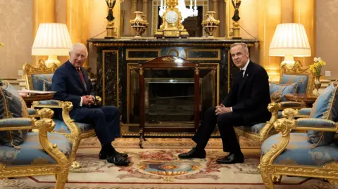 King Charles and Mark Carney in Buckingham Palace