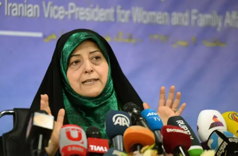 Getty Images Masoumeh Ebtekar speaks during a press conference in 2019
