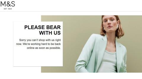 A screenshot of the M&S website with the technical issue message
