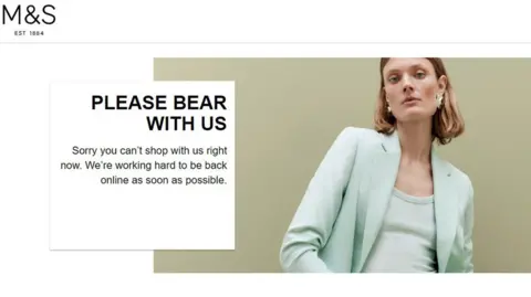 PA Media A screenshot of the M&S website with the technical issue message