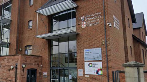Exterior of the university's building in Shrewsbury