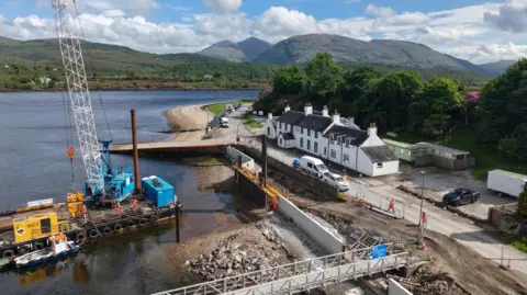 Aerial view of improvement works at Corran Ferry