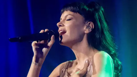 Lily Allen performs West End Girl at The Orpheum Theatre on April 26, 2026 in Los Angeles, California.