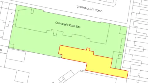 Brighton & Hove City Council A map of the Connaught Road site showing the annex shaded in yellow
