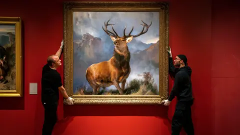 PA Media The Monarch of the Glen painting by Sir Edwin Landseer was moved to its new home at the National Gallery of Scotland