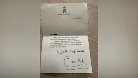 Supplied A letter written on high-quality paper. A short message is typed and there is a handwritten signature and sign-off.