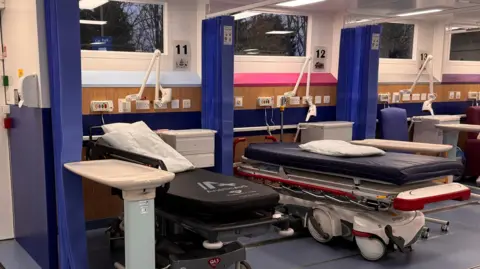 NWAFT Row of trolley beds inside the new modular unit 