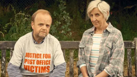 ITV Toby Jones and Julie Hesmondhalgh in Mr Bates vs the Post Office