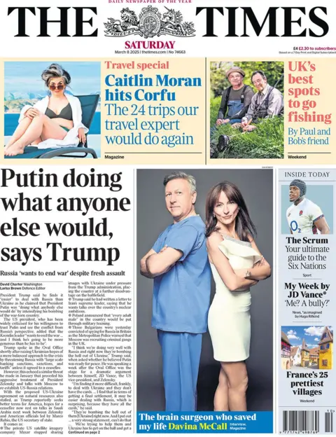 The Times Headline berbunyi: Putin melakukan apa yang orang lain akan, kata Trump