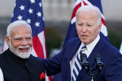 U.S. President Joe Biden and India's Prime Minister Narendra Modi attend a Cancer Moonshot event at the Quad leaders summit in Claymont, Delaware, U.S., September 21, 2024.