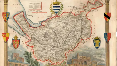 Wikicommons 1923 map of Cheshire. It shows the county including parts of what are now Greater Manchester such as Altrincham and Stockport and parts of what are now Merseyside such as the Wirral