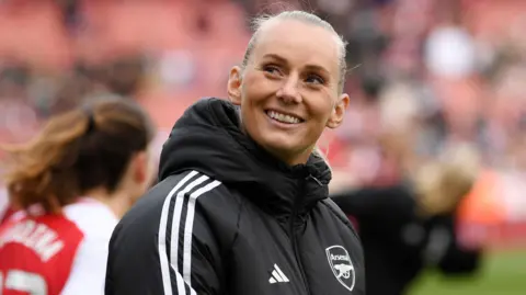 Arsenal forward Stina Blackstenius smiles