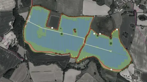 Econergy A bird's eye plan view of Berrington solar farm