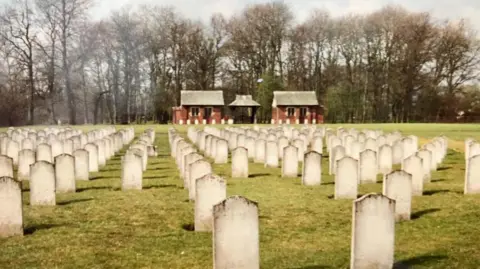 An archive photo of Calderstones Cemetery showing headstones