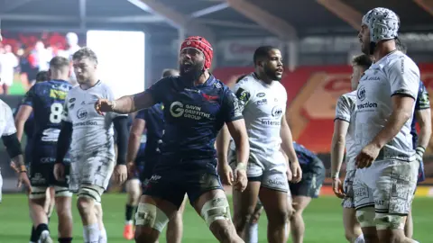 Scarlets skipper Josh Macloed celebrates