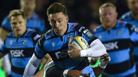 Josh Adams, who is one of seven Cardiff players named in Wales' 2026 Six Nations squad, in action for Cardiff against Benetton