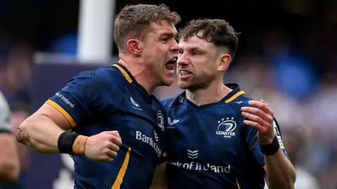 Garry Ringrose celebrates after scoring a try for Leinster against Toulon