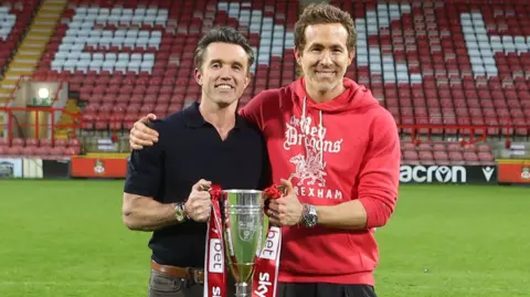 Wrexham co-owners Rob McElhenney (L) and Ryan Reynolds