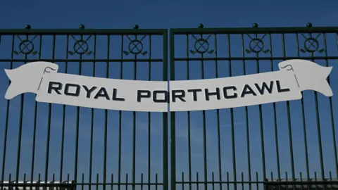The gates to Royal Porthcawl Golf Club