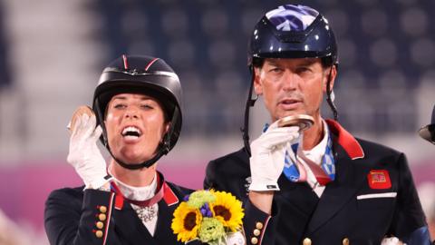 Bronze medallists Charlotte Dujardin and Carl Hester