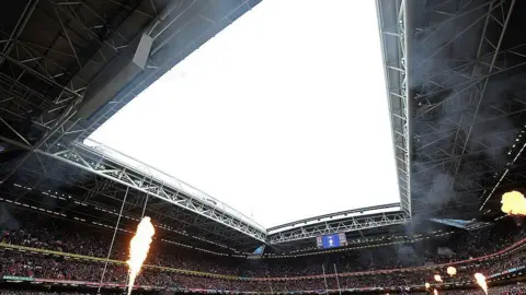 Getty Images Principality Stadium roof open on a rugby match day