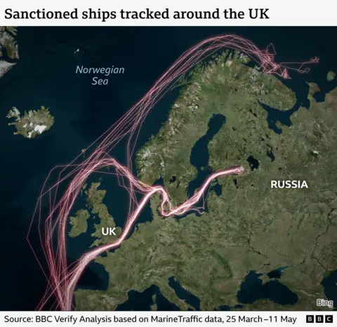 A satellite map showing the passage around sailing through the English Channel