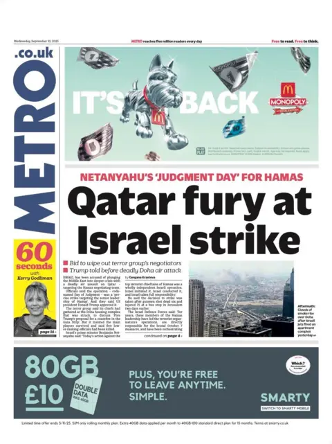  “Qatar fury at Israel strike”.