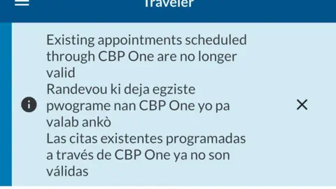 Tangkapan layar aplikasi CBP One. 